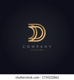 Luxury logotype D Letter template. Premium letter D Icon Monogram gold color design. Elegant alphabet D luxury brand identity.