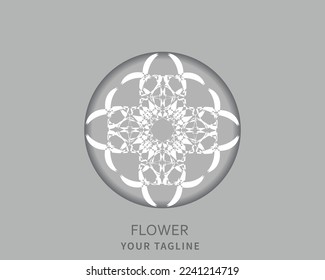 Logotipo de lujo en forma de flor para boutique. logo dorado, flor. signo geométrico simple. iconos, negocios, invitaciones. Islam, árabe, indio. retro. forma creativa. mandala de lujo.