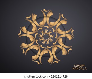 Logotipo de lujo en forma de flor para boutique. logo dorado, flor. signo geométrico simple. iconos, negocios, invitaciones. Islam, árabe, indio. retro. forma creativa. mandala de lujo.