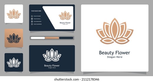 Luxury Lotus Beauty Flower Inspiration Logo Design with Business Card.