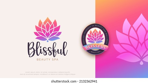 luxury lotus flower beauty spa logo design