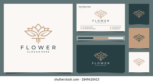 Luxury lotus flower logo beauty symbol for spa, yoga and beauty care logo design and business card