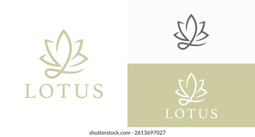 Luxury lotus flower logo template. Lotus with initials L logo design vector illustration.