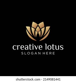 Luxury lotus flower logo template,elegant lotus spa logo design vector