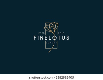 Luxury lotus flowers logo. Jewelry logo design.