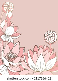 Luxury lotus flowers on a pink background for banners, posters, covers, greeting cards. Vector illustration.