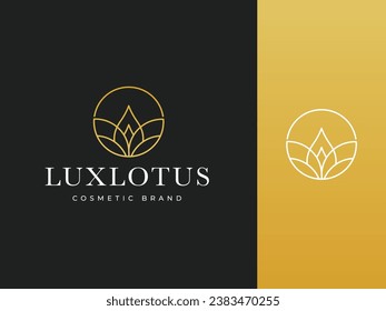 Plantilla de logotipo de Lotus de lujo y editable