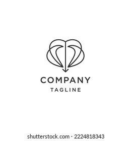 Luxury love arrow line logo icon design template flat vector