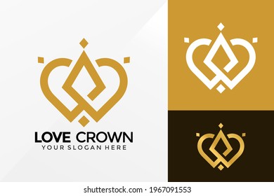 Luxury Love Crown Logo Vector Design. Brand Identity emblem, designs concept, logos, logotype element for template.