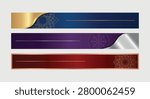 luxury lower thirds banners elegant metallic blue and gold banner with a mandala, a purple and silver banner with a dharma wheel