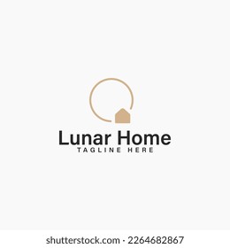 luxury lunar home vector design template, premium moonlight real estate logo design vector idea with modern, elegant and minimalist styles isolated on white background. 
