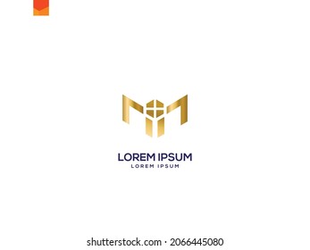 luxury M home logo. Creative And Professional M home logo for new company. golden color logo.