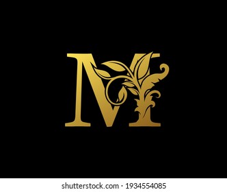 Luxury M Letter Design. Graceful Ornate Icon Vector Design. Vintage drawn emblem for book design, brand name, business card, Restaurant, Boutique, Hotel.