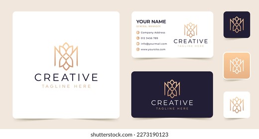 Luxury M Letter Nature Spa Logo Design vector