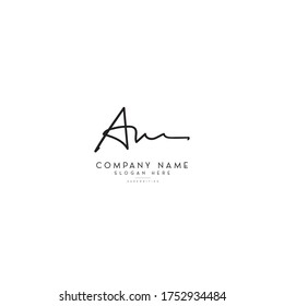 Luxury A M am letter signature handwriting logo or icon design concept