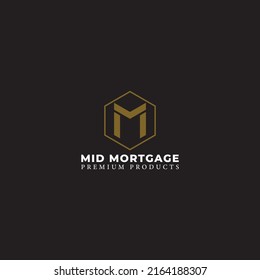 Luxury M logo hexagon vintage sign vector design.