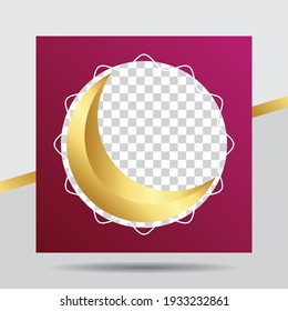 Luxury Magenta and Gold Ramadan Kareem Sale Or Discount Social Media Template with Phone Mock-Up for Banner, Ads, Advertising, Greeting Card, Poster, and Others Media Promotion.