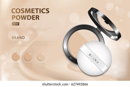 Luxury Make-up powder ads, black package background illustration vector design.