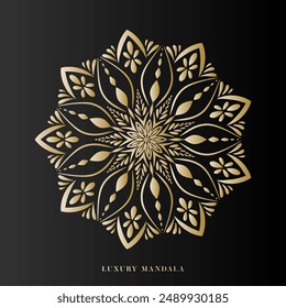 Luxury Mandala Art Design Vector with golden color premium luxury, on black background, Design for a wallpaper Paint, illustration Vector EPS 10