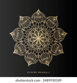 Luxury Mandala Art Design Vector with golden color premium luxury, on black background, Design for a wallpaper Paint, illustration Vector EPS 10