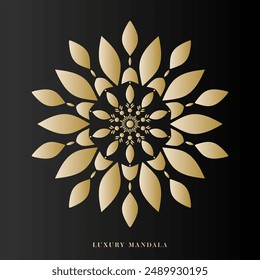 Luxury Mandala Art Design Vector with golden color premium luxury, on black background, Design for a wallpaper Paint, illustration Vector EPS 10