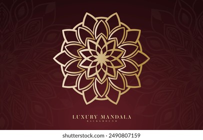 Luxury Mandala Art Design Vector on red background, Design for a wallpaper Paint, template for decoration invitation, cards, wedding, logos, cover, illustration Vector EPS 10