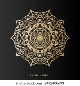 Luxury Mandala Art Design Vector with golden color premium luxury, on black background, Design for a wallpaper Paint, illustration Vector EPS 10