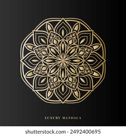 Luxury Mandala Art Design Vector with golden color premium luxury, on black background, Design for a wallpaper Paint, illustration Vector EPS 10
