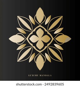 Luxury Mandala Art Design Vector with golden color premium luxury, on black background, Design for a wallpaper Paint, illustration Vector EPS 10