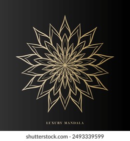 Luxury Mandala Art Design Vector with golden color premium luxury, on black background, Design for a wallpaper Paint, illustration Vector EPS 10