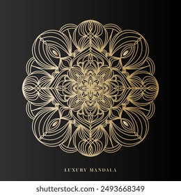 Luxury Mandala Art Design Vector with golden color premium luxury, on black background, Design for a wallpaper Paint, illustration Vector EPS 10