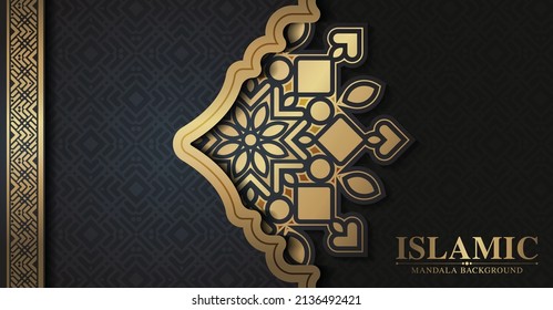 Luxus-Mandala-Hintergrund mit arabischer arabischer islamischer Osterstruktur	
