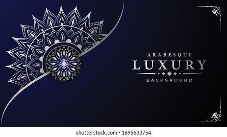 Mandala de lujo con estilo arabesco estilo oriental islámico arabesco para Bodas, portada de libro.
