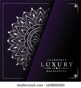 Mandala de lujo con estilo arabesco estilo oriental islámico arabesco para Bodas, portada de libro.
