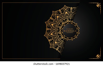 Luxuriöser Mandala-Hintergrund mit arabischen Mustern arabischen islamischen Ost-Stil für Hochzeitskarte, Buchumschlag.
