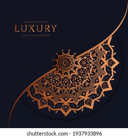 Luxury mandala background with arabesque pattern. Arabic Islamic design for book cover, Elegant background Circular pattern in form of mandala  flower for Henna