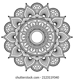 luxury mandala background arabesque pattern arabic islamic east style. Circular pattern mandala art decoration elements for meditation poster. adult coloring book page. tattoo. henna. mehndi