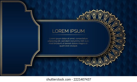 luxury mandala background, blue and gold, design vector