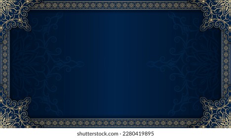 fondo mandala de lujo, azul y oro, vector de diseño