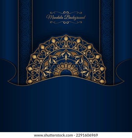 luxury mandala background, blue and gold, design vector
