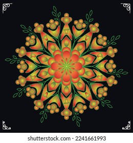 Luxury mandala background, Circular pattern in form of mandala with lotus for Henna, Mehndi, tattoo, decoration. Decorative, Ethnic mandala with colorful tribal ornament.