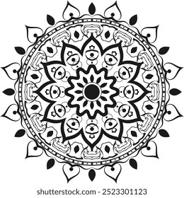 Luxury mandala background design with black and white decoration	