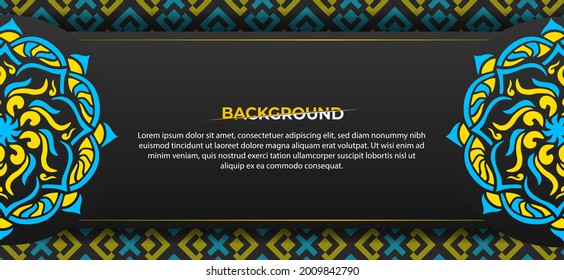 Luxury mandala background design with blue and yellow color pattern. Ornamental mandala template for decoration, wedding cards, invitation cards, cover, banner