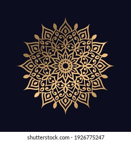 Luxury Mandala Background Design Gold Color Vector Logo Icon Illustration For Print, Poster, Cover, Brochure, Flyer