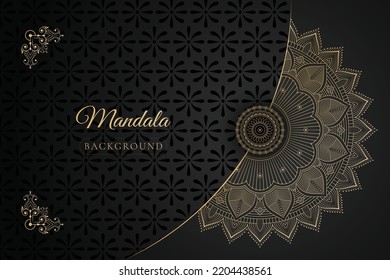 Luxury Mandala Background Design With Golden Color Arabic Islamic Mehndi Style. Decorative Mandala For Print, Decoration, Wedding Cards, Invitation Cards.