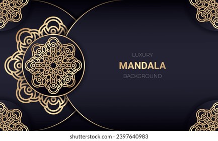 Luxury mandala background design with golden color. - Vector.