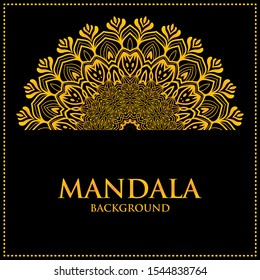 Luxury Mandala background design on black background. 