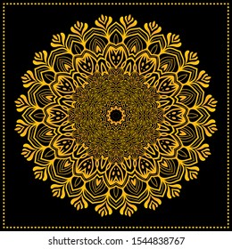 Luxury Mandala background design on black background. 