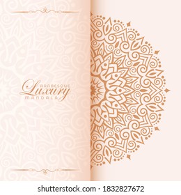 Luxury mandala background design with orange color pattern. Ornamental mandala template for decoration, wedding cards, invitation cards, cover, banner