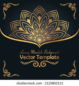 Luxury Mandala Background design. Ornamental Vector Template with golden color arabesque pattern Arabic Islamic east style for decoration, invitation cards, cover, banner. Circular elegant element. 